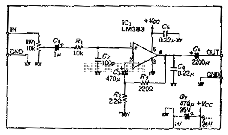 The use of monolithic power IC 6 to W audio power amplifier