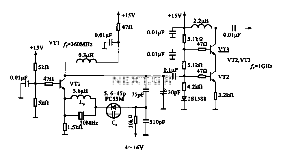 A variable frequency oscillating circuit transistor
