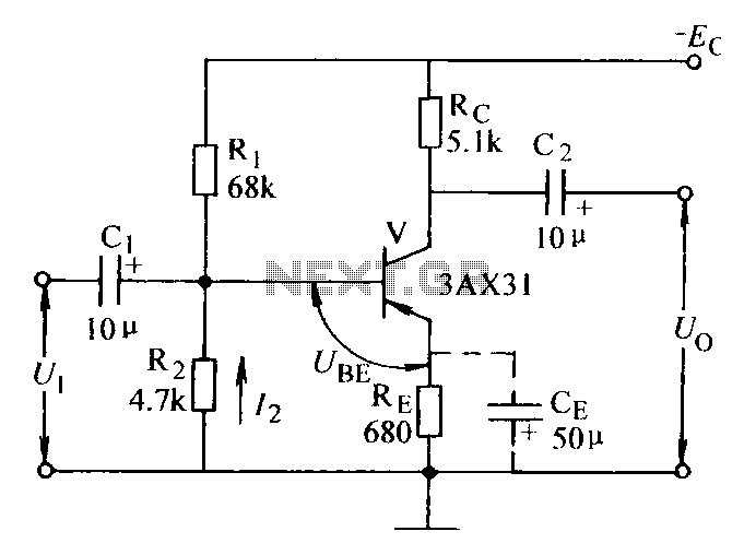 Current negative feedback voltage divider biasing circuit diagram