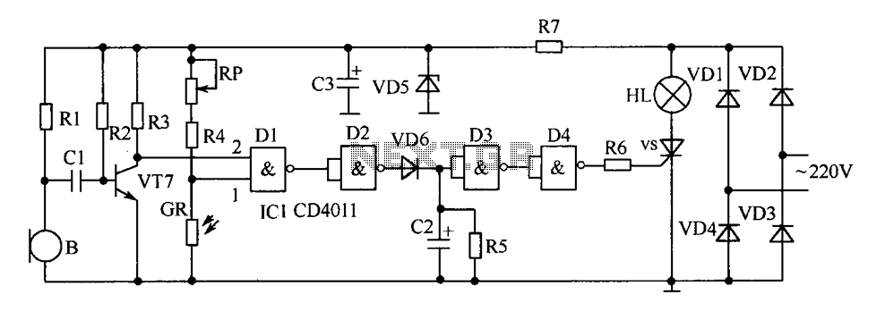Delay circuit diagram of energy-saving lamps