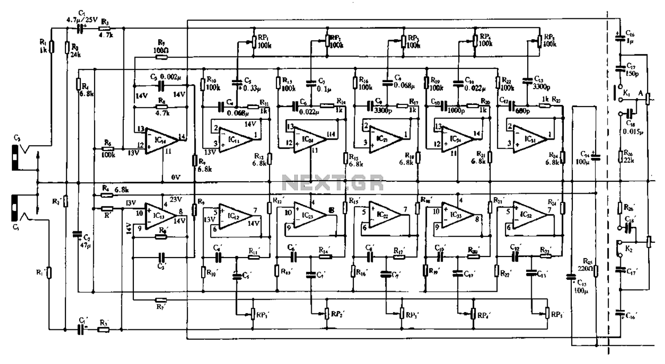 Double five-band equalizer circuit