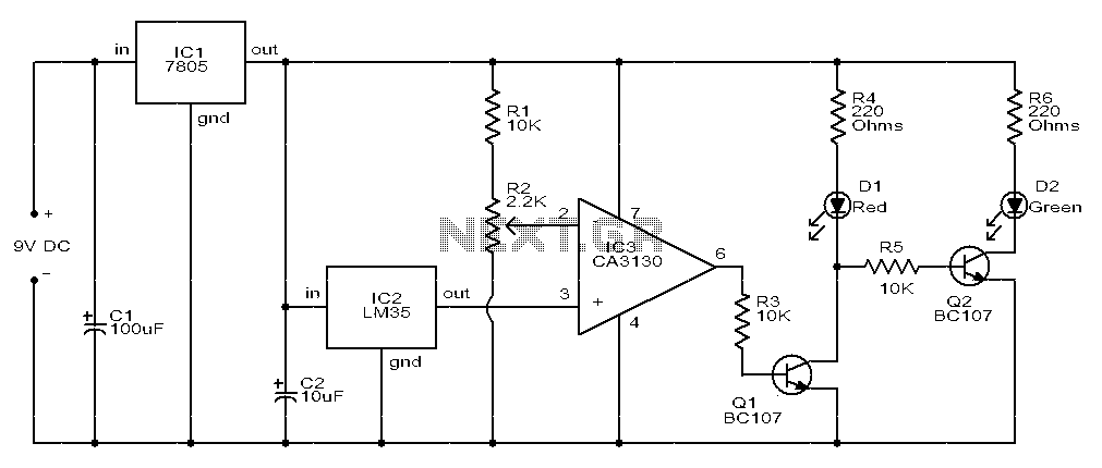 Light emitting diode circuit of the temperature control