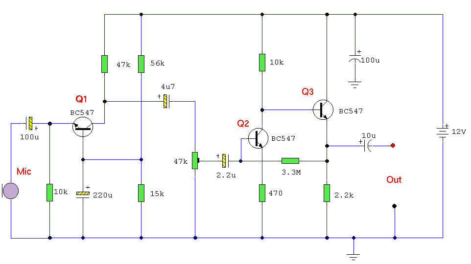 Dynamic Microphone Preamp circuit