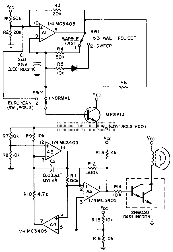 Linear-ic-siren circuit