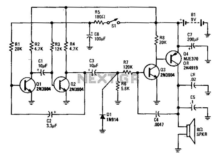 Electronic-bird-chirper circuit