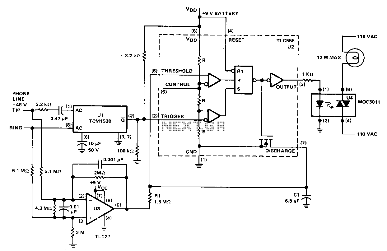 Telephone-controlled-night-light circuit