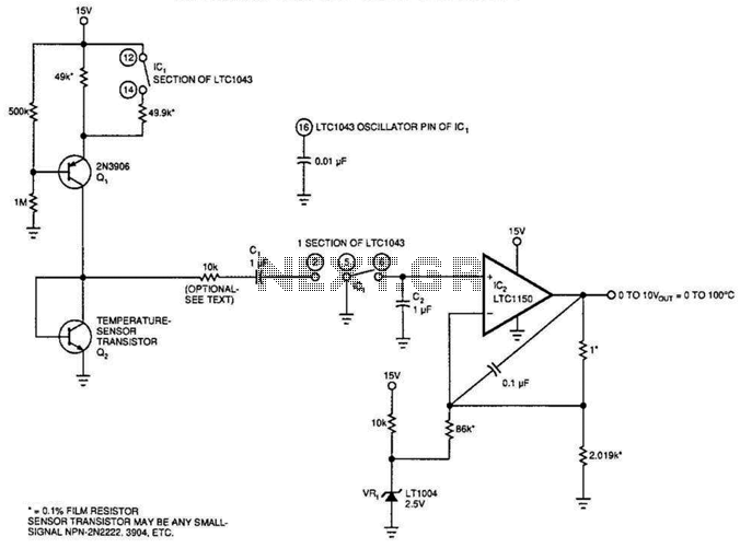 Transistor Sensor Temperature Measurer circuit