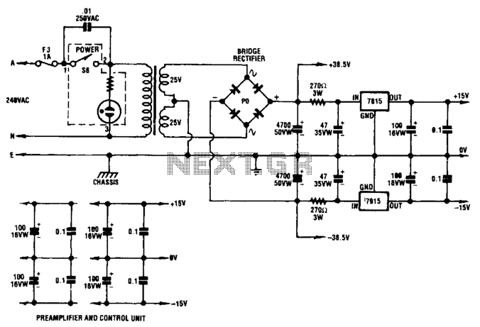 Dual Audio Amplifier Power Supply Circuit
