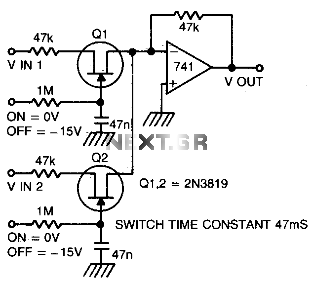 Silent audio switching-mixing circuit