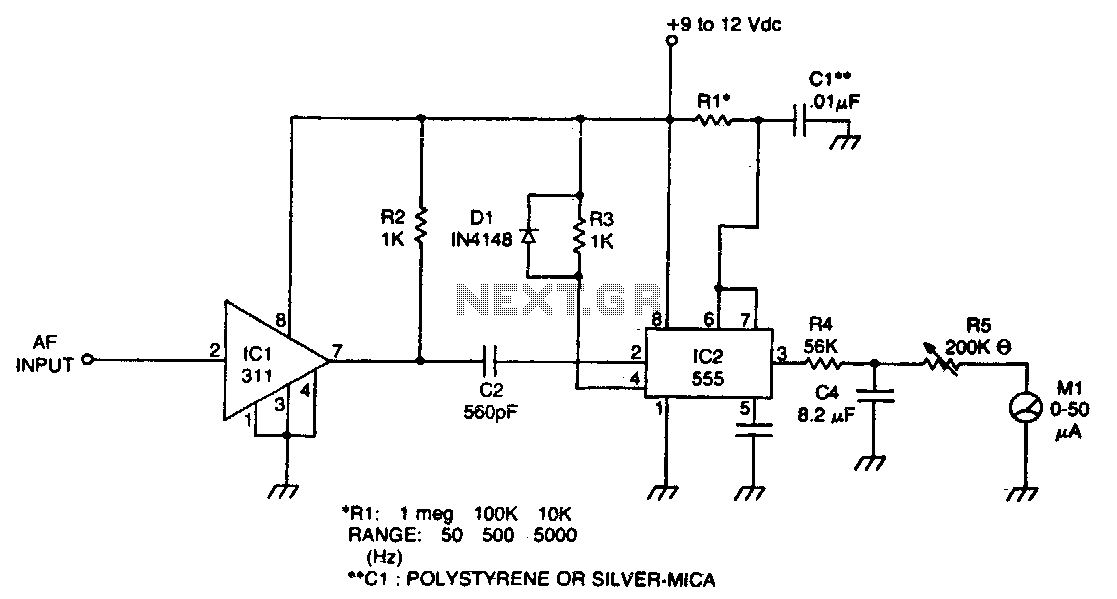 Audio frequency meter circuit