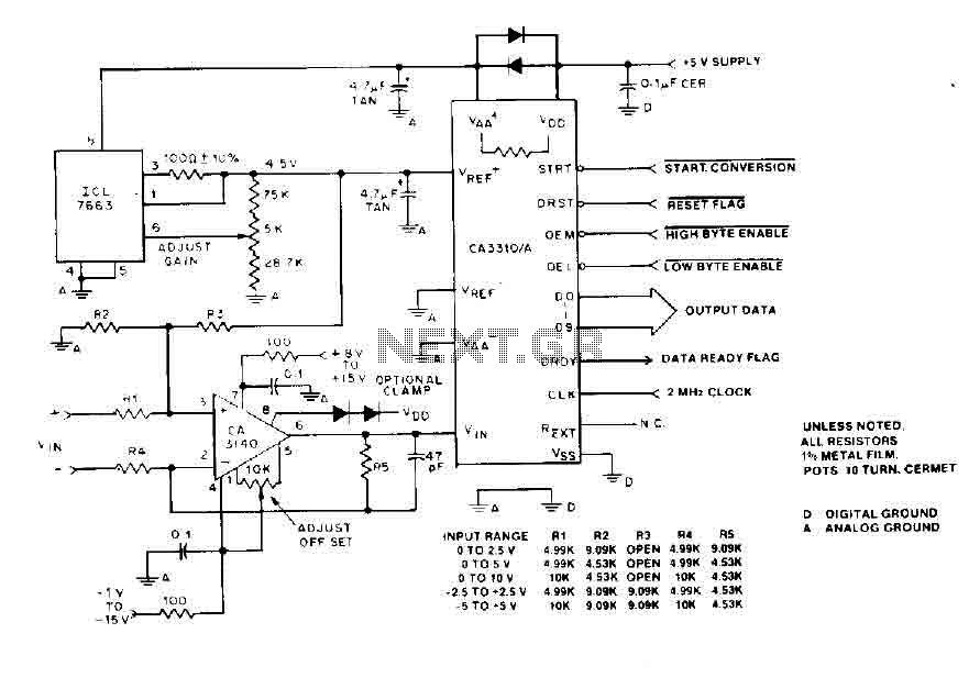 Differential AD Converter circuit CA3110 circuit