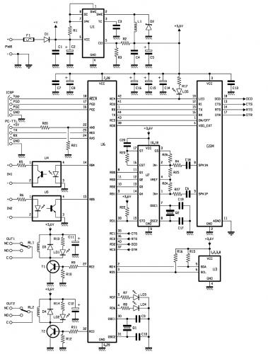 GSM Remote Control 2 IN and 2 OUT DTMF circuit