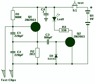 LED Crystal Tester circuit