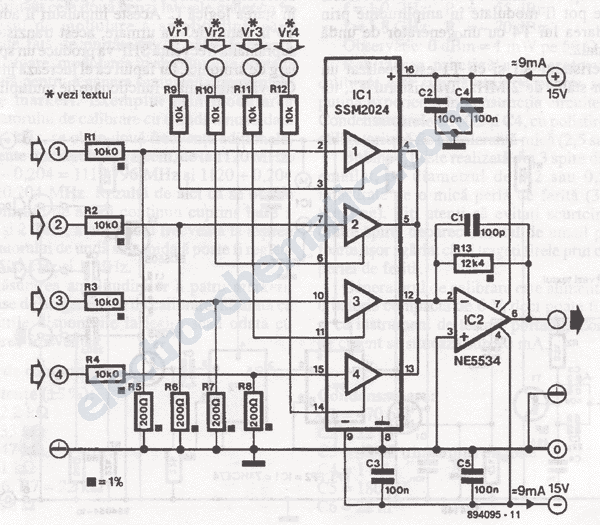 Voltage Controlled Audio Mixer Circuit