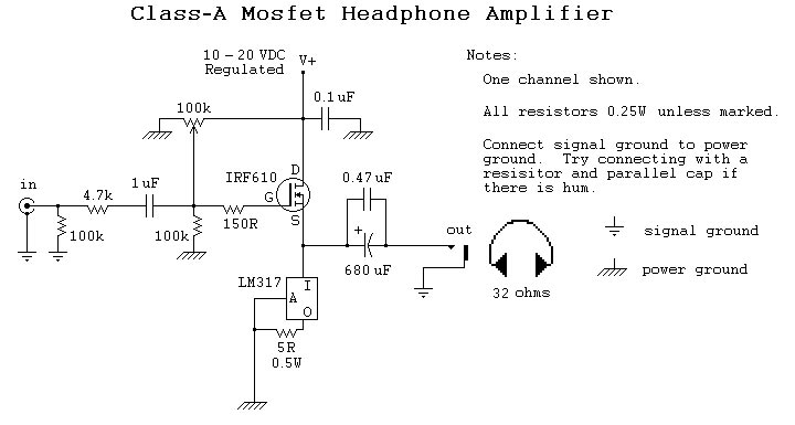Class-A Mosfet Headphone Amplifier