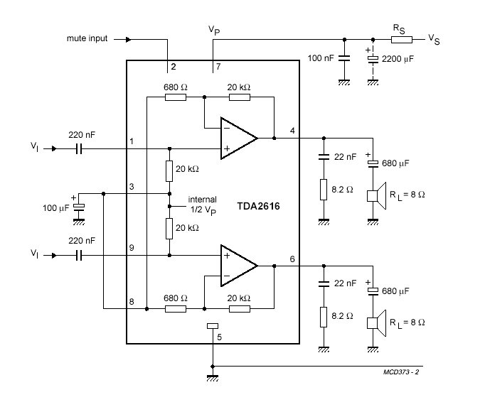 Stereo Audio Amplifier with TDA2616 circuit