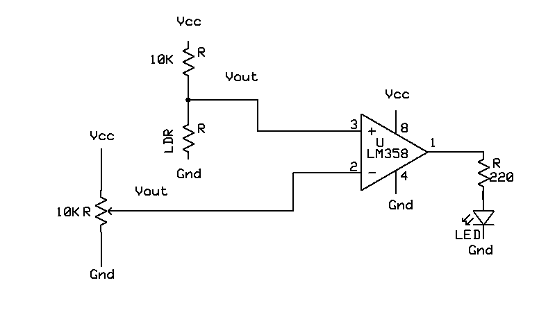 Light sensor using Op Amp circuit