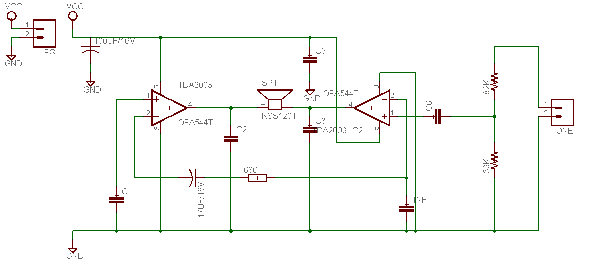 Base Treble Tone Control Circuit