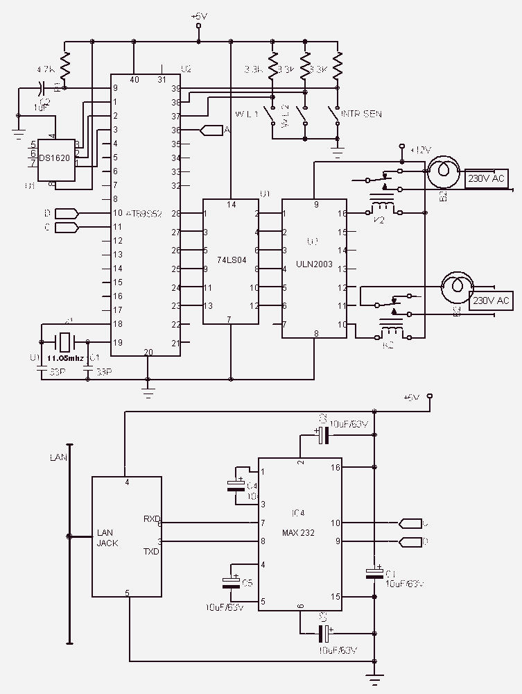 Remote Control Through Internetwith AT89S52 circuit