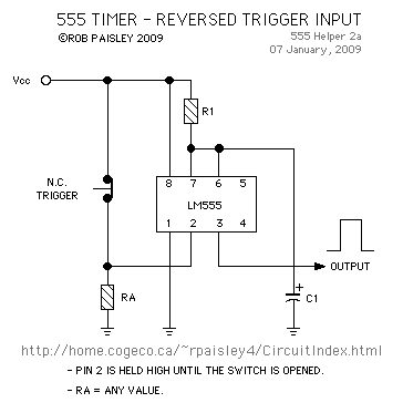 Schematic Diagram Trigger Input Control Of 555 Timers circuit