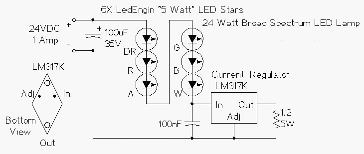 Regulated 24 Watt Broad Spectrum LED circuit