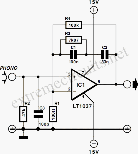 Simple MD Catridge Preamplifier circuit
