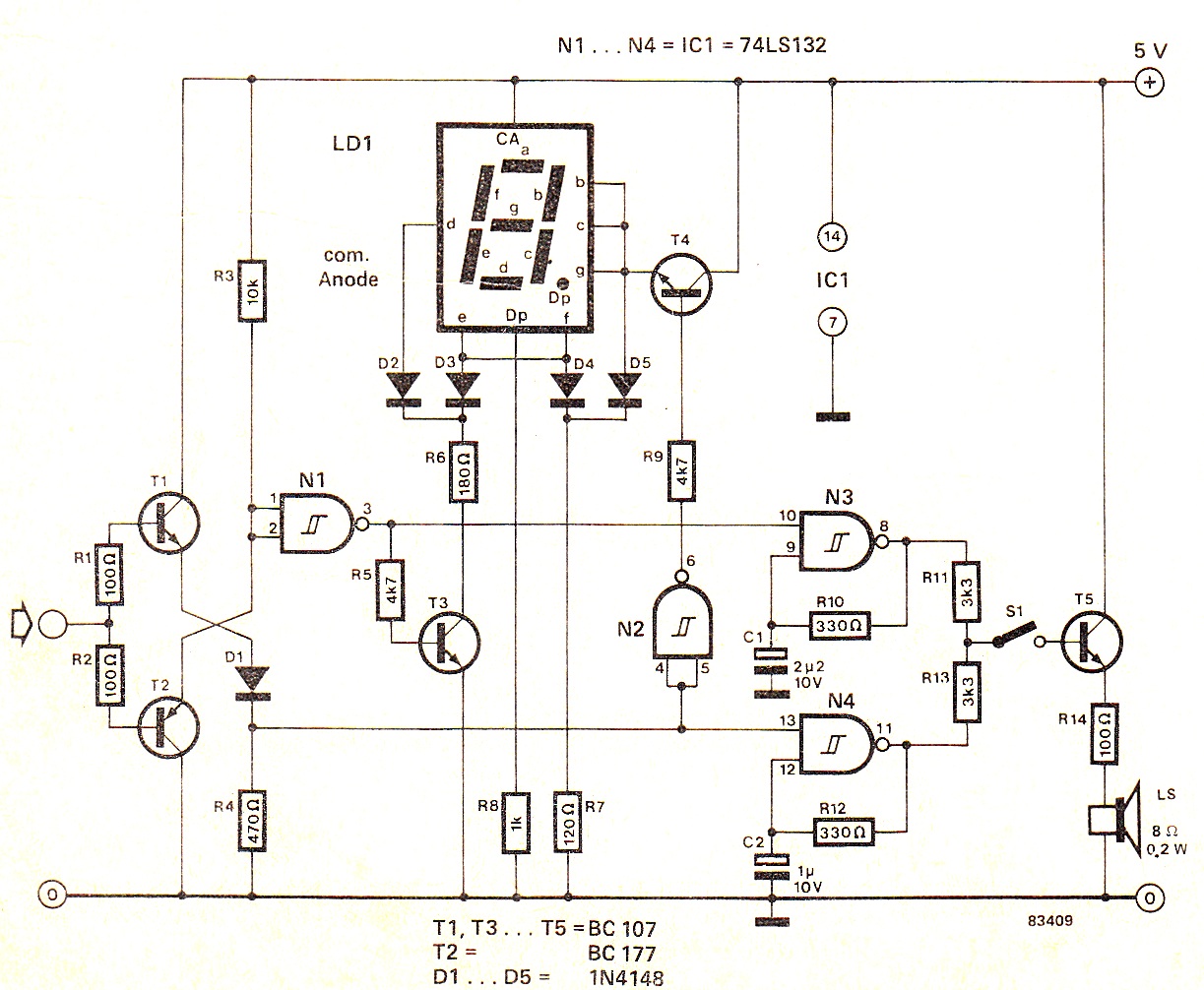 Digital High/Low Logic Tester Circuit diagram