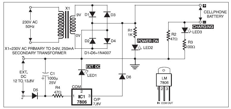 mobile phone charger circuit diagram