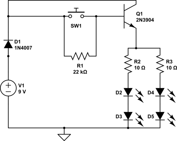 Switching intensity of LEDs circuit