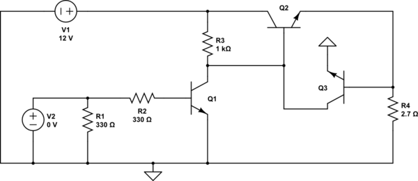 voltage transistor loop to limit the current circuit