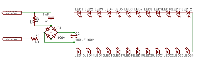 30 LEDs off AC mains circuit
