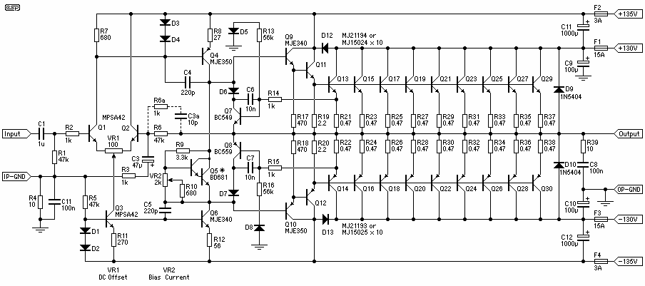 1500W  4 Ohms Power Amplifier circuit