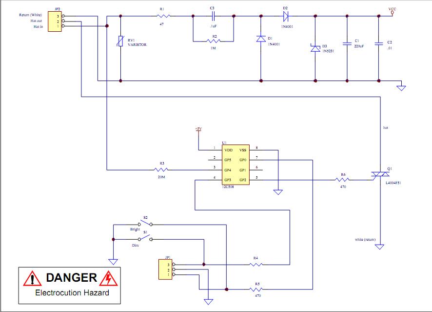 analog light dimmer circuit connected to microcontroller