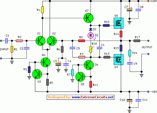 60 Watt Audio Power Amplifier circuit