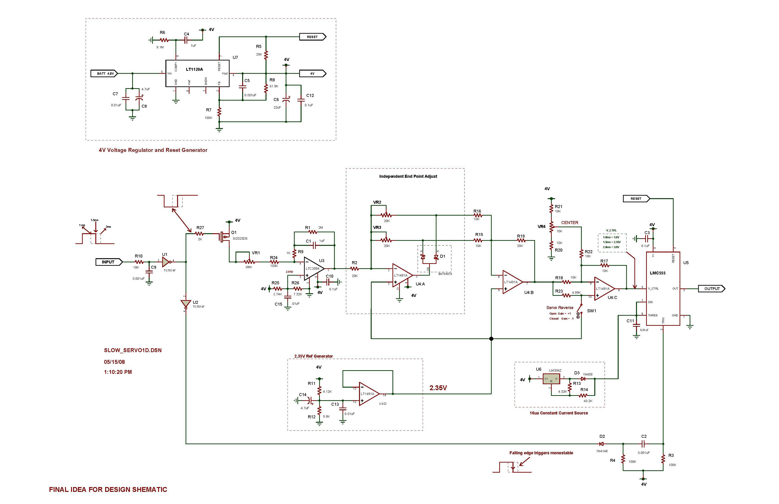 Analog circuit enforces slow servo response circuit