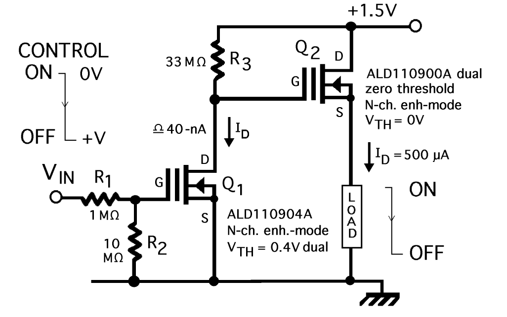 load switches with zero power MOSFETs circuit