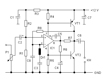 audio amplifier with NE592 circuit
