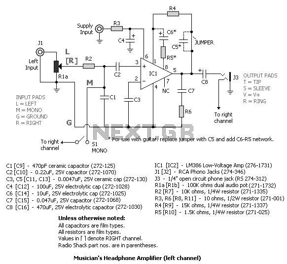 Stereo headphone amplifier