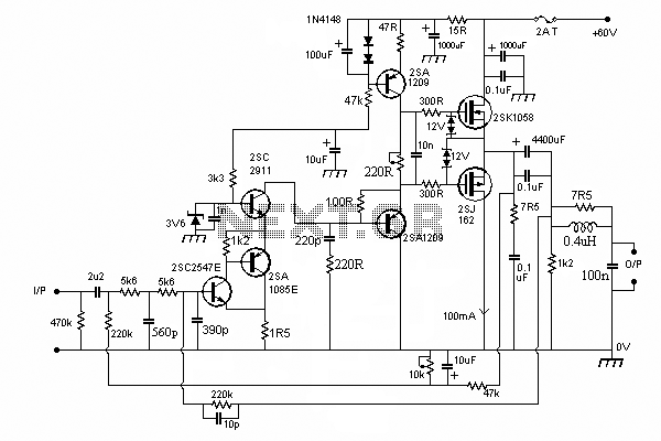 100W Mosfet Power Amplifier circuit