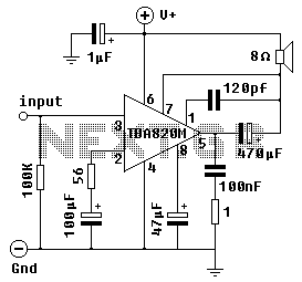 2 watt Stereo audio amplifier circuit