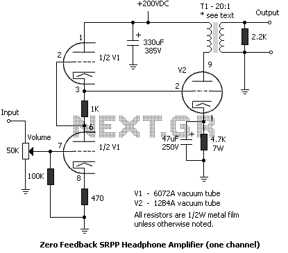 Zero Feedback Headphone Tube Amplifier
