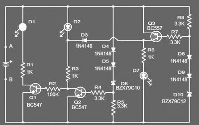 12 volt car battery monitor circuit
