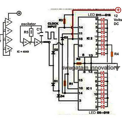 how to make 18 led light chaser circuit
