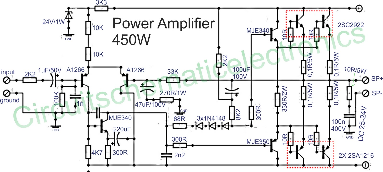 450w audio power amplifier circuit