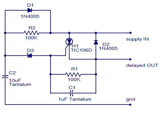 dc power delay based on scr circuit