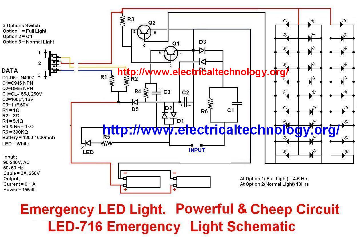 Emergency LED Light LED-716 Emergency Light Schematic circuit