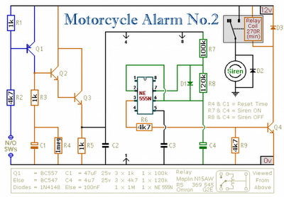ic 555 motorcycle alarm circuit