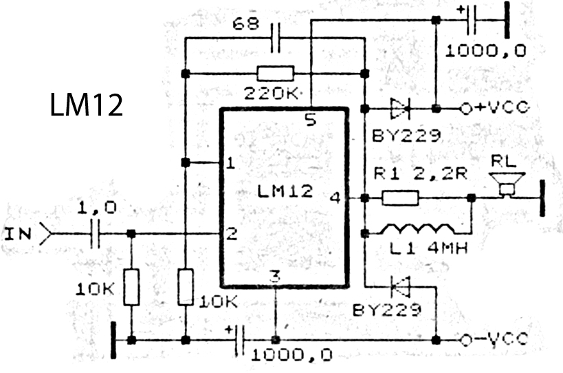 LM12 - High Power Amplifier circuit Schematic Diagram
