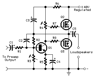 mini mosfet audio amplifier circuit
