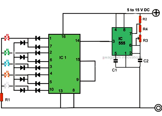 How to Make a Simple Reverse Forward LED Light Chaser Circuit Using IC 4017 circuit